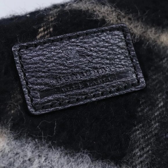 BURBERRY Nova Check Blue Label Shoulder Bag Wool Leather Black Auth 102387 - Picture 11 of 16